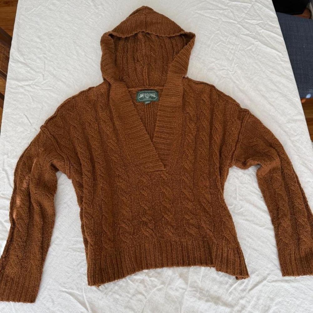 Vintage American Eagle brown cable knit hoodie,